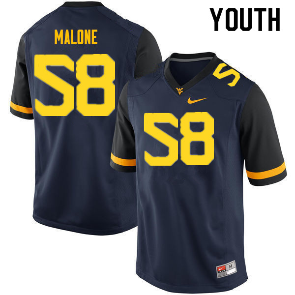 NCAA Youth Nick Malone West Virginia Mountaineers Navy #58 Nike Stitched Football College Authentic Jersey UI23Q87LS